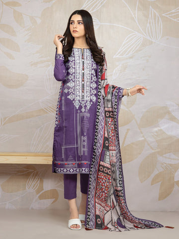 Edenrobe EWU22V1 23558 Purple Khayal Summer Lawn 2022